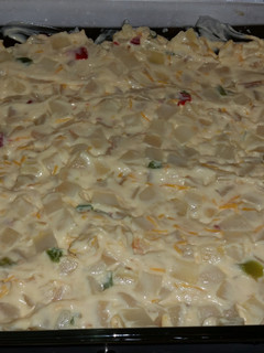A picture of Cheesy potato casserole.