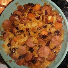 Sausage and Sweet Potato stir fry A picture of Sausage and Sweet Potato stir fry.