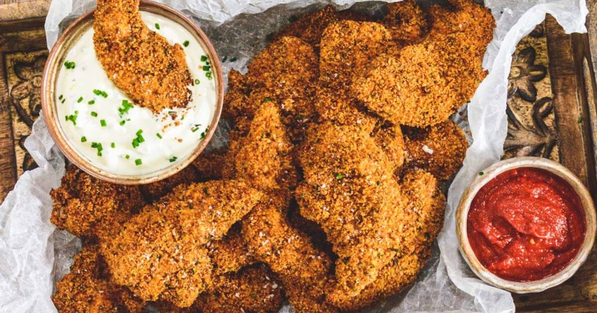 OvenBaked Chicken Dippers with a Creamy Chive Dip Recipe by The Real