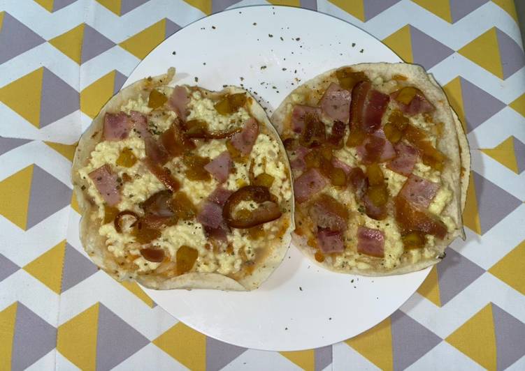 Pizza casera con tortillas Bimbo sin horno Receta de Paula Andrea