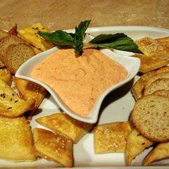 A picture of Roasted red pepper dip.