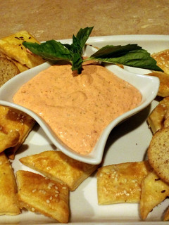 A picture of Roasted red pepper dip.