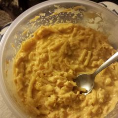 A picture of chicken mac and cheese.