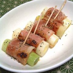 A picture of Bacon Wrapped Japanese Leeks.