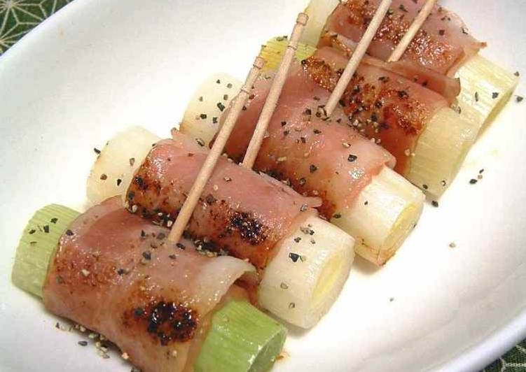 Bacon Wrapped Japanese Leeks