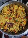 Arroz de champiñones y frutos secos al curry 100%vegano