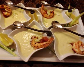 Without Fail Make Recipe Starter Avocado Soup with Spicy Grilled Shrimp Most Delicious