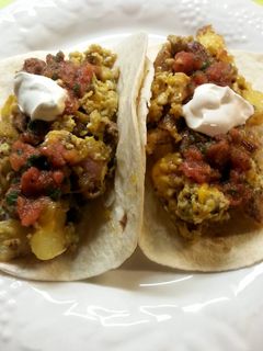 A picture of Cheesey Brunch Burritos.