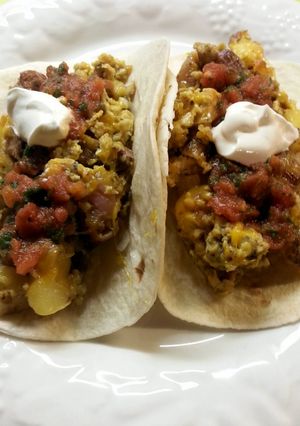 A picture of Cheesey Brunch Burritos.