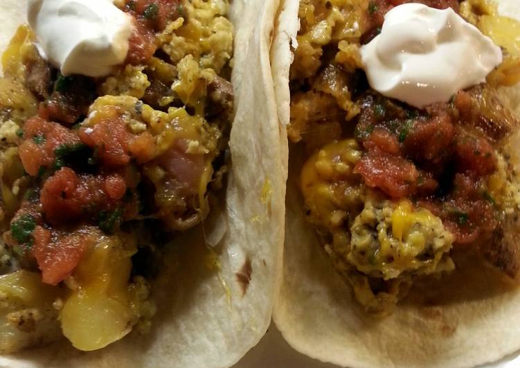 Steps to Prepare Homemade Cheesey Brunch Burritos