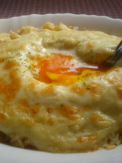 A picture of Creamy Egg and Rice Gratin with Soy Sauce Butter.