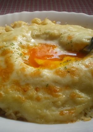 A picture of Creamy Egg and Rice Gratin with Soy Sauce Butter.