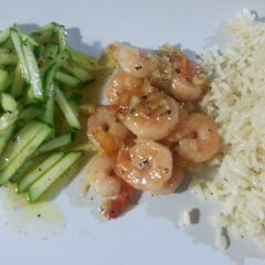 A picture of Shrimps with ginger /orange sauce.