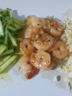 A picture of Shrimps with ginger /orange sauce.