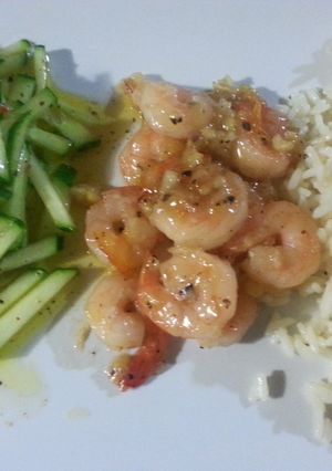 A picture of Shrimps with ginger /orange sauce.