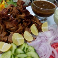 A picture of Tikka boti (on pan).