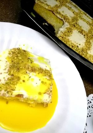 صورة لوصفة كيكة الحليب بصوص الزعفران
