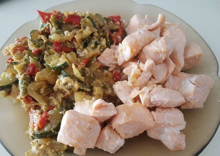 Pisto y salmón