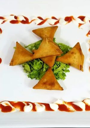 A picture of Chicken tikka samosa.