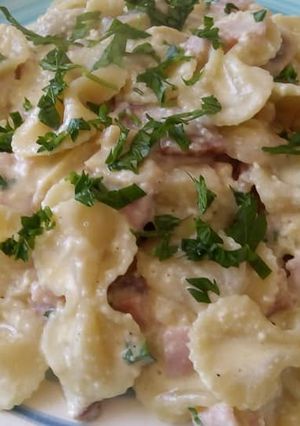 Una foto de Pasta a la crema de champiñones