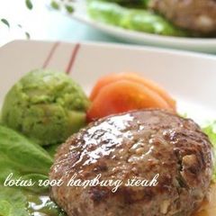 A picture of Hamburger Steaks with Lotus Root.