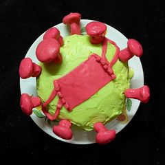 A picture of Corona theme cake.