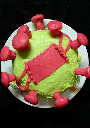 A picture of Corona theme cake.