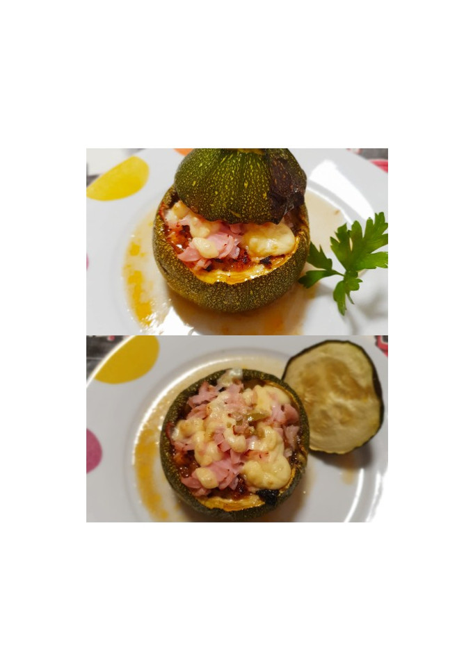 Una foto de Calabacines rellenos de verduras y huevos