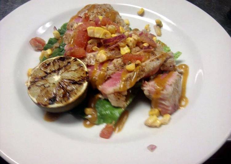 Honey kiwi-wasabi Mahi Mahi Tuna App. Honey kiwi-wasabi Mahi Mahi Tuna App.