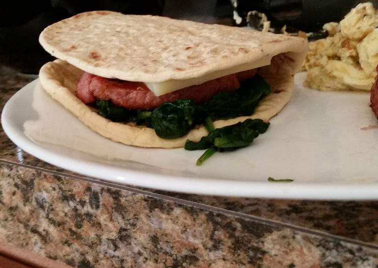 Sausage spinach sandwich