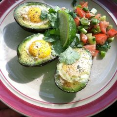 A picture of Baked Eggs In Avocados.