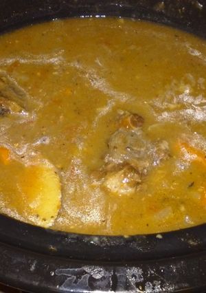 A picture of Crock pot oxtail stew.