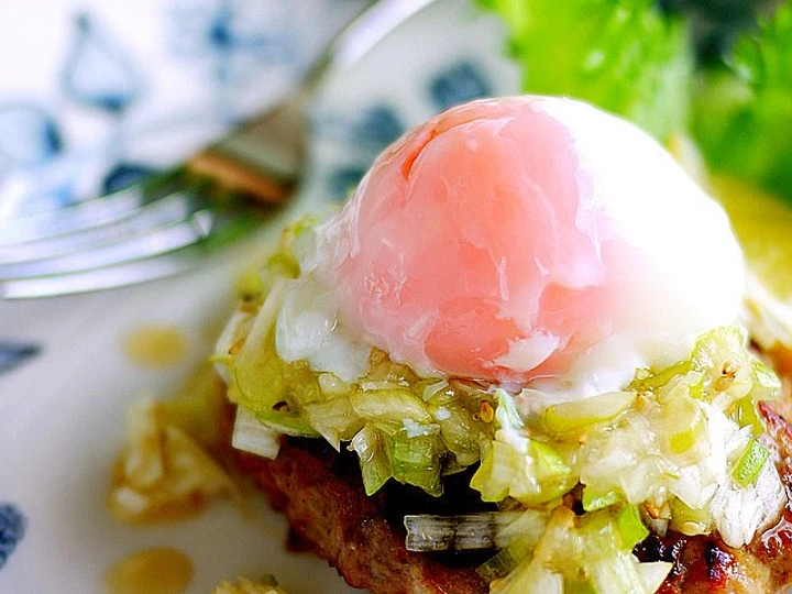 Easy Steps to Make Recipes Beef and Pork Hamburger Steaks With Salt-Leek Sauce the So Delicious So Delicious.