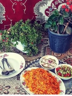 عکسی از دستور لوبیا پلو باچرخ کرده