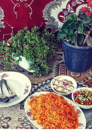 عکسی از دستور لوبیا پلو باچرخ کرده