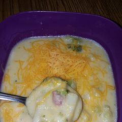 A picture of Cheesy Potato Ham & Broccoli Soup.