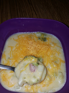 A picture of Cheesy Potato Ham & Broccoli Soup.