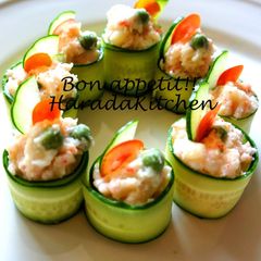 A picture of 15 Minute Recipe - Crab Salad Wrapped in Cucumber.