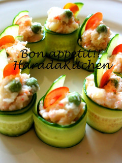 A picture of 15 Minute Recipe - Crab Salad Wrapped in Cucumber.