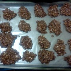 A picture of non bake cocoa-peanut butter cookies.