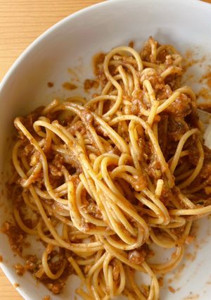 Hình của món Vegan Spaghetti Bolognese/ Mỳ Ý chay.