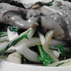 Stir Fry Bok Choy with Creamy Mushrooms Sauce A picture of Stir Fry Bok Choy with Creamy Mushrooms Sauce.