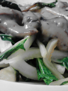A picture of Stir Fry Bok Choy with Creamy Mushrooms Sauce.