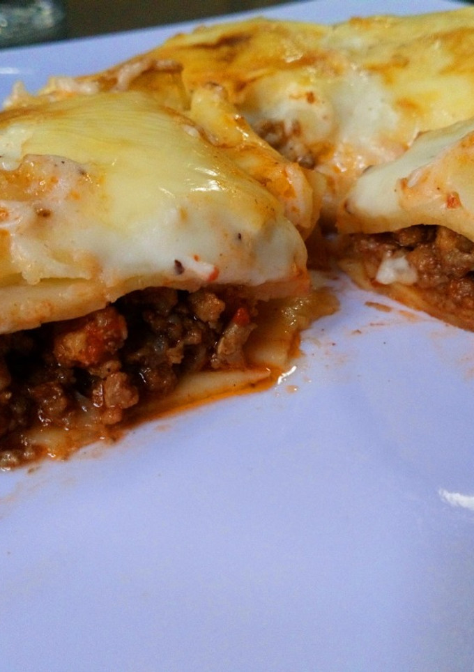 Una foto de Canelones de carne con salsa bechamel express