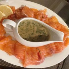 A picture of Gravlax - Home made Marinated Salmon.