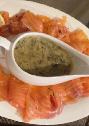 A picture of Gravlax - Home made Marinated Salmon.