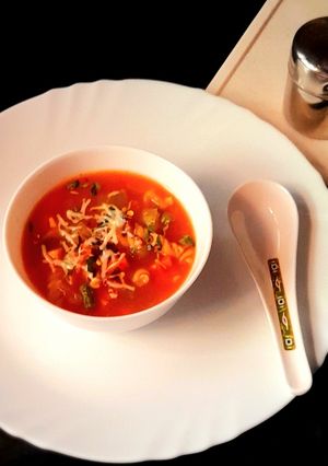 A picture of Minestrone Soup From Homemade Vegetable Stock.