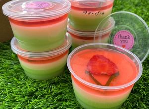 Foto resep Puding susu melon strawberry
