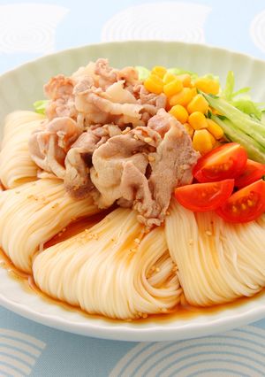 A picture of Chilled Somen Salad with Pork Shabu-Shabu.