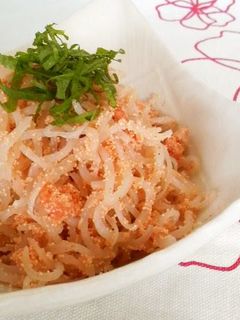 A picture of Low-Cal Drinking Appetizer: Mentaiko and Shirataki Noodles.